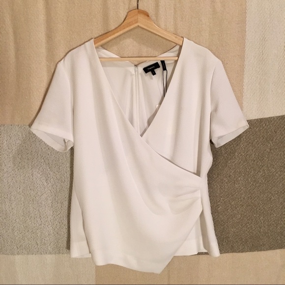 THEORY Karlista wrap-effect textured top - Picture 1 of 7